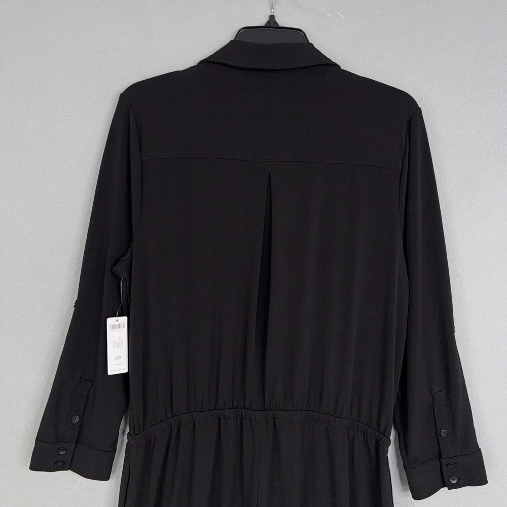 Chicos Travelers Jumpsuit Womens 2 Petite Black Easy Chick Utility Pockets NWT - Picture 9 of 15